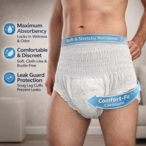 Pannolini per Adulti Unisex Usa e Getta ad Alta Assorbenza, Etichetta Privata OEM ODM, Biancheria Intima Anti-Perdita per Incontinenza, Produzione all'Ingrosso - Product Image 3