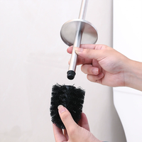 Accessoires de salle de bain AKPN, brosse de toilette ronde en acier inoxydable, support de brosse de toilette autoportant pour le nettoyage des toilettes