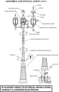 Lampe de jardin à LED en fonte d'aluminium, luminaire de jardin classique avec éclairage extérieur - Product Image 5