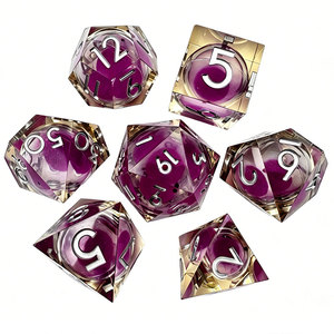 Sharp Edge Liquid Core Purple Floating Sand Resin DND <b>Dice</b> <b>Set</b> Transparent Polyhedral D4-D20 for D&D TTRPG Wholesale - Product Image 2