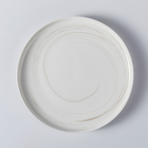 Assiettes plates en céramique blanche <span class=keywords><strong>de</strong></span> style nordique avec logo personnalisé YAYU, vente chaude, rondes, effet <span class=keywords><strong>marbre</strong></span>, 6 / 7,5 / 8,5 / 10,5 / 12 pouces - Product Image 2