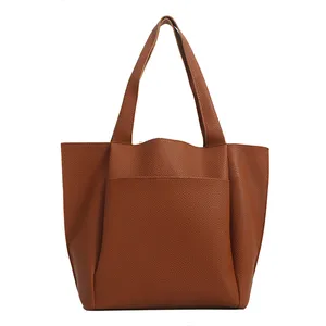 Customizable Fashion Lady Style Plain Tote Bag Faux Leather with PU Leather Strap Low Price Manufacturer's Product