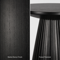 Table d'appoint de salon de luxe en bois massif, table d'appoint à piétement conique cannelé noir, personnalisable OEM ODM