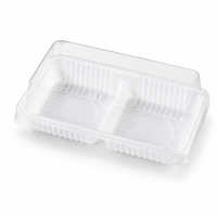 Boîte à gâteaux Mochi à 2 compartiments avec couvercle transparent, emballage rectangulaire en gros pour desserts, gâteaux au porc, choux à la crème, pâtisseries à emporter