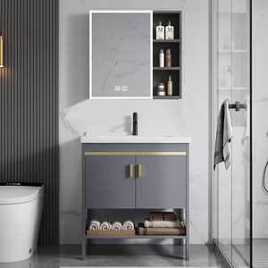 <span class=keywords><strong>Meuble</strong></span> de salle de bain à poser au sol avec <span class=keywords><strong>vasque</strong></span> intégrée en céramique, <span class=keywords><strong>meuble</strong></span>-<span class=keywords><strong>vasque</strong></span> étanche pour petits espaces - Product Image 1