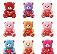 Set Boneka Beruang Teddy Hati Besar 7 Warna yang Dapat Disesuaikan, Isian Busa Memori, Poliester Super Lembut, Tinggi 31-50cm, Hadiah Ulang Tahun