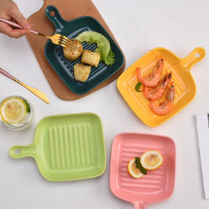 Nórdicos <span class=keywords><strong>en</strong></span> forma de <span class=keywords><strong>Ronda</strong></span> mate de cristal vajilla de cerámica para hornear Pan comida placa para fiesta de campamento - Product Image 1