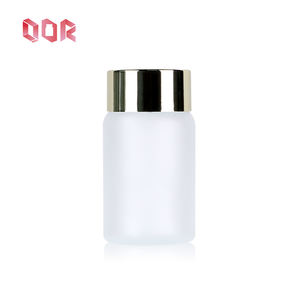 Envase de Vidrio Transparente Esmerilado de Boca Ancha de 120 ml para Cápsulas, Botellas para Pastillas y Medicamentos con Tapa Dorada, Botella de Vidrio para Suplementos - Product Image 1