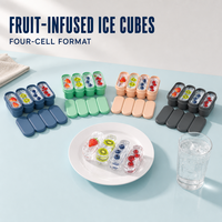 Moule à glaçons en silicone alimentaire 4 cavités, écologique, pour bouteille d'eau infusée aux fruits, plateau à bâtonnets de glace en silicone