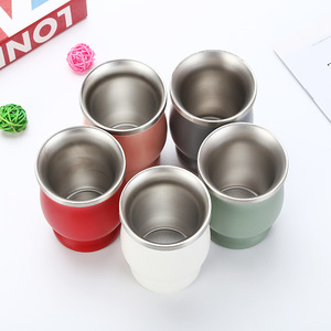 Taza de calabaza de yerba mate de acero inoxidable 18/8 de doble pared reutilizable estilo sudamericano de 8oz con paja bombilla - Product Image 4