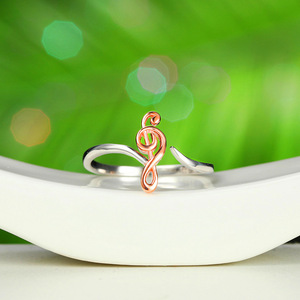 Bague tendance F1605 en acier inoxydable plaqué or rose, design note de musique, bijou unisexe, cadeau - Product Image 3