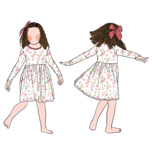 Usine directement vente imprimé fille florale à manches longues décontracté col rond robe pour enfants filles enfants - Product Image 4
