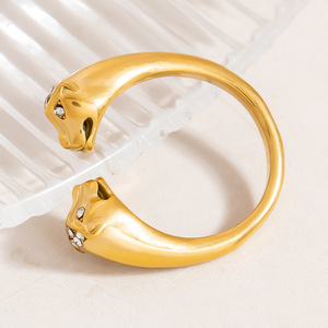 Leopard Head Animal Shape <b>Ring</b> 18K <b>Gold</b> Plated Cubic Zirconia Inlay Pave Setting Unisex Fashion Jewelry Gift - Product Image 3