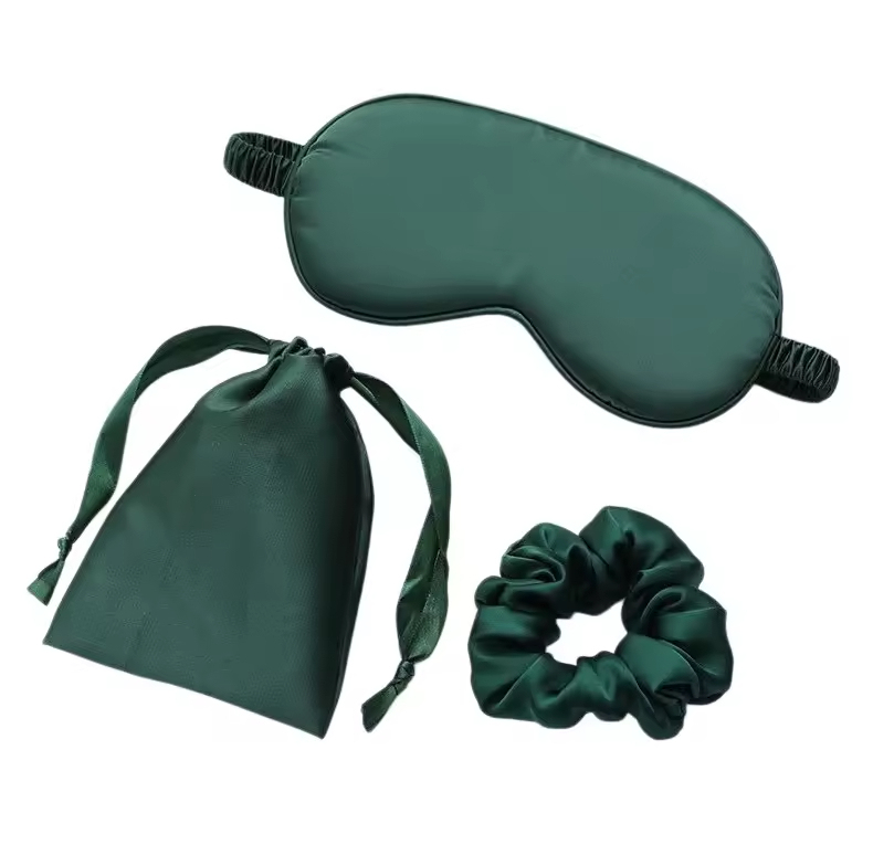 Masque pour les yeux vert, élastiques à cheveux et sacs