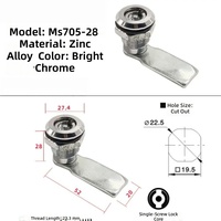 HNWA MS705-28 Cilindro de Cerradura de Aleación de Zinc para Cerraduras de Puertas de Gabinetes Industriales, Archivadores y Cajas de Distribución Eléctrica