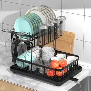 drainer 2 tier large dish rack and drainboard set stainless steel dish rack and drainaboard set