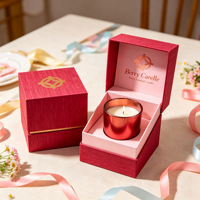 Boîte cadeau magnétique pour bougie Whisper rouge bordeaux, emblème doré estampé à chaud, plateau en mousse personnalisé pour bougie aromatique, emballage de fêtes