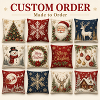 Housse de coussin de Noël matelassée personnalisée, motif sapin floqué, étoile dorée et nœud, pour canapé, vente en gros