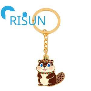 Porte-clés en métal émaillé personnalisé en gros, <span class=keywords><strong>castor</strong></span> canadien américain, lapin des bois, porte-clés mignon, bijoux pour animaux, porte-clés - Product Image 5