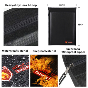 फायरप्रूफ दस्तावेज बैग मनी फ़ाइल फ़ोल्डर धारक कार्यालय होम बैंक कार्ड पासपोर्ट कीमती आभूषण सुरक्षित भंडारण पाउच फाइलिंग - Product Image 4