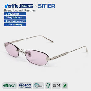 シファースタイリッシュリムレスフレームチタンサングラス女性用高品質デザイナーファッションカスタムロゴオーバルサングラス卸売 - Product Image 1