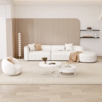Ensemble de canapé chaise longue et table basse moderne et minimaliste, structure en bois, dessus en cuir microfibre, meubles multifonctionnels pour la maison