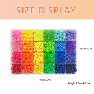 24 Color Barrel <b>Beads</b> 720 Pieces Plastic Resin Scattered <b>Beads</b> For DIY Jewelry Making Kit With Elastic <b>Thread</b> - Product Image 2