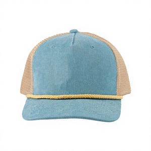 Gorra Trucker de Pana de 5 Paneles con Malla Trasera y Cuerda Trenzada, Estilo Vintage, Perfil Medio, Estructurada, Personalizable al por Mayor - Product Image 1