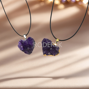 <strong>Wholesale</strong> Natural Uruguay Amethyst Heart Necklace OEM/ODM <strong>Raw</strong> <strong>Crystal</strong> Cluster Pendant Jewelry Healing Stone Gift for Women - Product Image 4
