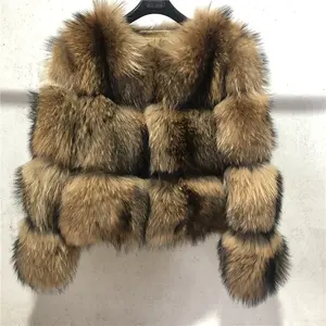 Chinchilla fur coat warm women's full pelt winter thick short real raccoon fur coat ladies long sleeve natural fur jacket