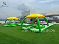 Plateforme de bar flottante sur l'eau, portable, de bonne qualité, gonflable, avec tente de protection