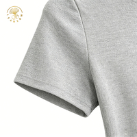 T-shirt basique blanc en coton décontracté avec logo personnalisé, style Y2K, coupe slim, col côtelé, pour femme, directement de l'usine