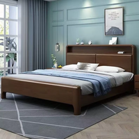 Lit double en bois massif avec rangement, tête de lit en PU souple, grands tiroirs, mobilier de chambre moderne style hôtel, montage facile