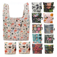 Sac à provisions pliable en polyester vierge avec logo personnalisé Sac fourre-tout d'épicerie pliable enroulable et réutilisable écologique