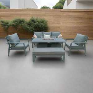 Ensemble de salon de jardin AJUNION en aluminium pour 8 personnes avec foyer et table relevable, mobilier de luxe pour patio - Product Image 3