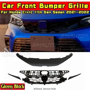 Kit carrosserie pour Honda Civic 11e génération berline 2021-2022, grilles de course, noir brillant, style Si, calandre avant, accessoires de voiture - Product Image 2