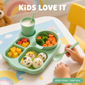 Ensemble de boîtes à lunch Younis en plastique à compartiments, 6 pièces, compatibles micro-ondes, vaisselle moderne et minimaliste pour étudiants, assiette et bol à lunch - Product Image 3