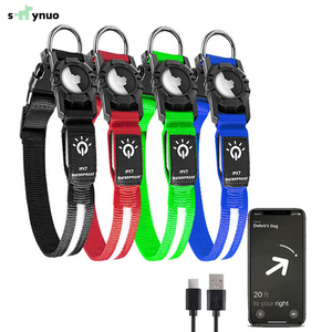 Skynuo kalung hewan peliharaan USB nilon, untuk Airtag IPX7 tahan air menyala bercahaya LED AirTag kerah anjing isi USB-C - Product Image 1