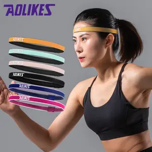 Хлопковая цветная повязка на голову для фитнеса Aolikes с цветным логотипом под заказ, нескользящая модная спортивная эластичная Влагоотводящая повязка на голову для бега