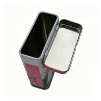 Boîte en fer blanc rectangulaire personnalisée avec impression en relief et couvercle à charnière pour le stockage alimentaire, bonbons, menthes et chewing-gums
