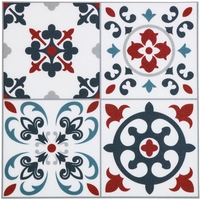 Selbstklebende PVC-Fliesen für Boden & Wandverkleidung Vintage Blumen- und Geometrisches Muster