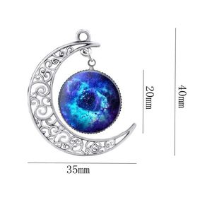 Collier pendentif d'anniversaire pour femmes et filles, en verre, 12 <span class=keywords><strong>signes</strong></span> du zodiaque, astrologie, galaxie et croissant de lune, perle - Product Image 3