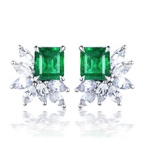 E637 Green <b>Stud</b> <b>Earrings</b> 925 Silver Marquise Cut Flower Design Wedding Jewelry Women's Luxury <b>Fine</b> <b>Earrings</b> - Product Image 3