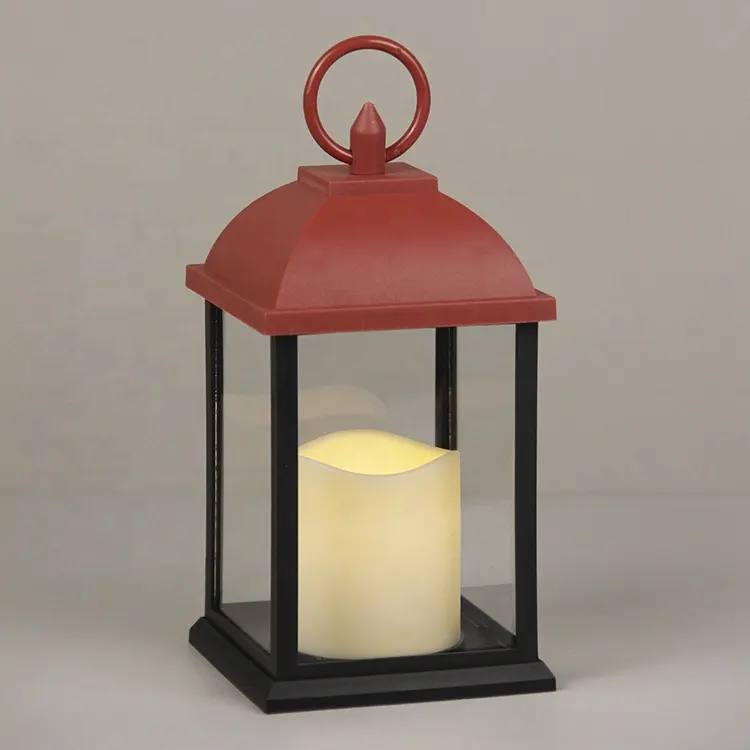 Decoración de mesa colgante para interiores Mini vela LED de plástico negro Linterna eléctrica sin llama