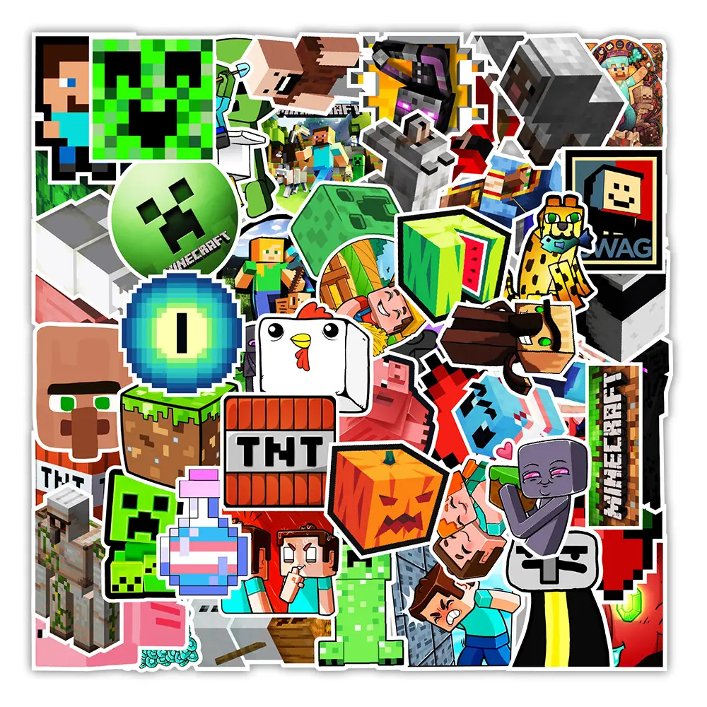 100Pcs Game Minecraft Graffiti Stickers Decorative Label For Luggage Laptop Motorcycle Notebook Helmet Waterproof Sticker