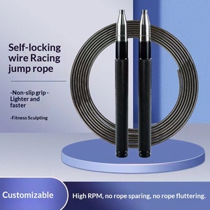 Cuerda de saltar autoblocante de alambre de acero para fitness, deportes, adultos, carreras y examen de admisión escolar, con mango de aleación de aluminio de doble rodamiento - Product Image 4