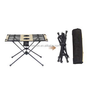 โต๊ะพับอลูมิเนียมอัลลอยด์อเนกประสงค์พร้อมที่วางแก้วคู่<span class=keywords><strong>พื้น</strong></span>ผิวผ้าสำหรับตั้งแคมป์กลางแจ้งปิคนิคบาร์บีคิวตกปลา - Product Image 4