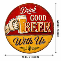 Plaque Métallique Murale Rétro Ronde pour Pub et Bar, Décoration Vintage 'Buvez de la Bonne Bière avec Nous', en Étain Embossé, Personnalisable, Fournisseur Direct d'Usine OEM