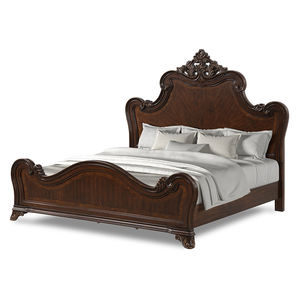 Mesita de Noche Tradicional de Lujo con 3 Cajones - Acabado en Nogal Oscuro, Detalles Tallados Ornamentales, Perfil Curvo, Mueble de Almacenamiento para Dormitorio - Product Image 2