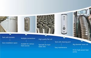 Réservoir tampon à double serpentin pour <span class=keywords><strong>eau</strong></span> <span class=keywords><strong>chaude</strong></span> sanitaire, système hydraulique, réservoir <span class=keywords><strong>d</strong></span>'<span class=keywords><strong>eau</strong></span> <span class=keywords><strong>chaude</strong></span> domestique, cylindre <span class=keywords><strong>d</strong></span>'<span class=keywords><strong>eau</strong></span> <span class=keywords><strong>chaude</strong></span> sous <span class=keywords><strong>pression</strong></span> pour pompe à chaleur - Product Image 5